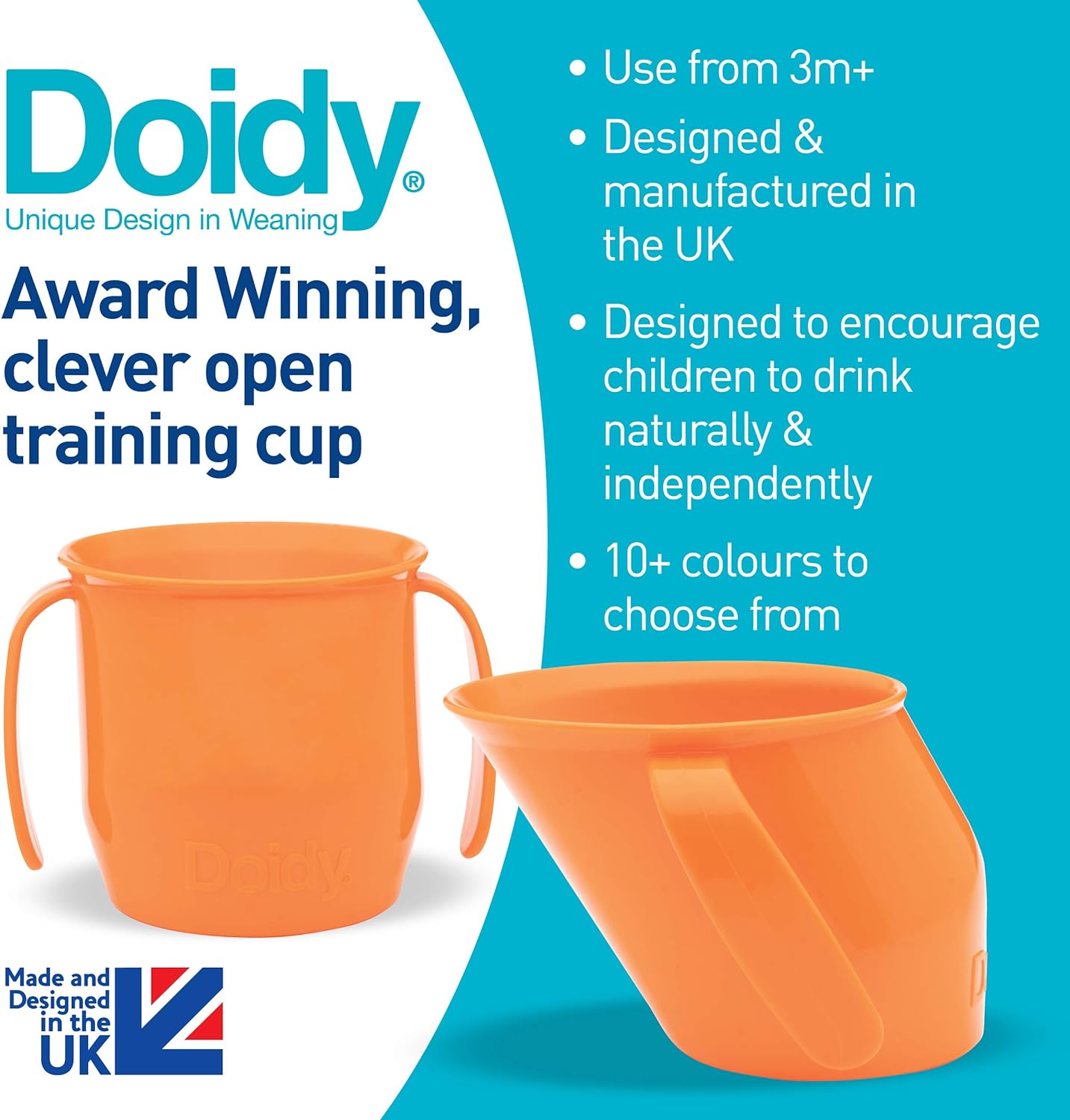 Doidy Cup - Training Sippy Cups for Toddler Cup & Babies - Unique Slanted Design Two Handles Baby Cup - Great Weaning Cup for Milk, Water & Juice - Use from 3-6 Months to Toddler (Purple)