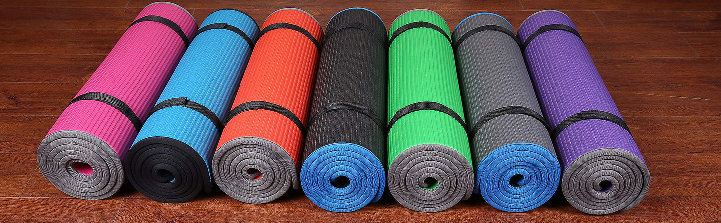 BalanceFrom All-Purpose 2/5-Inch (10mm) Extra Thick High Density Anti-Slip Exercise Pilates Yoga Mat with Carrying Strap