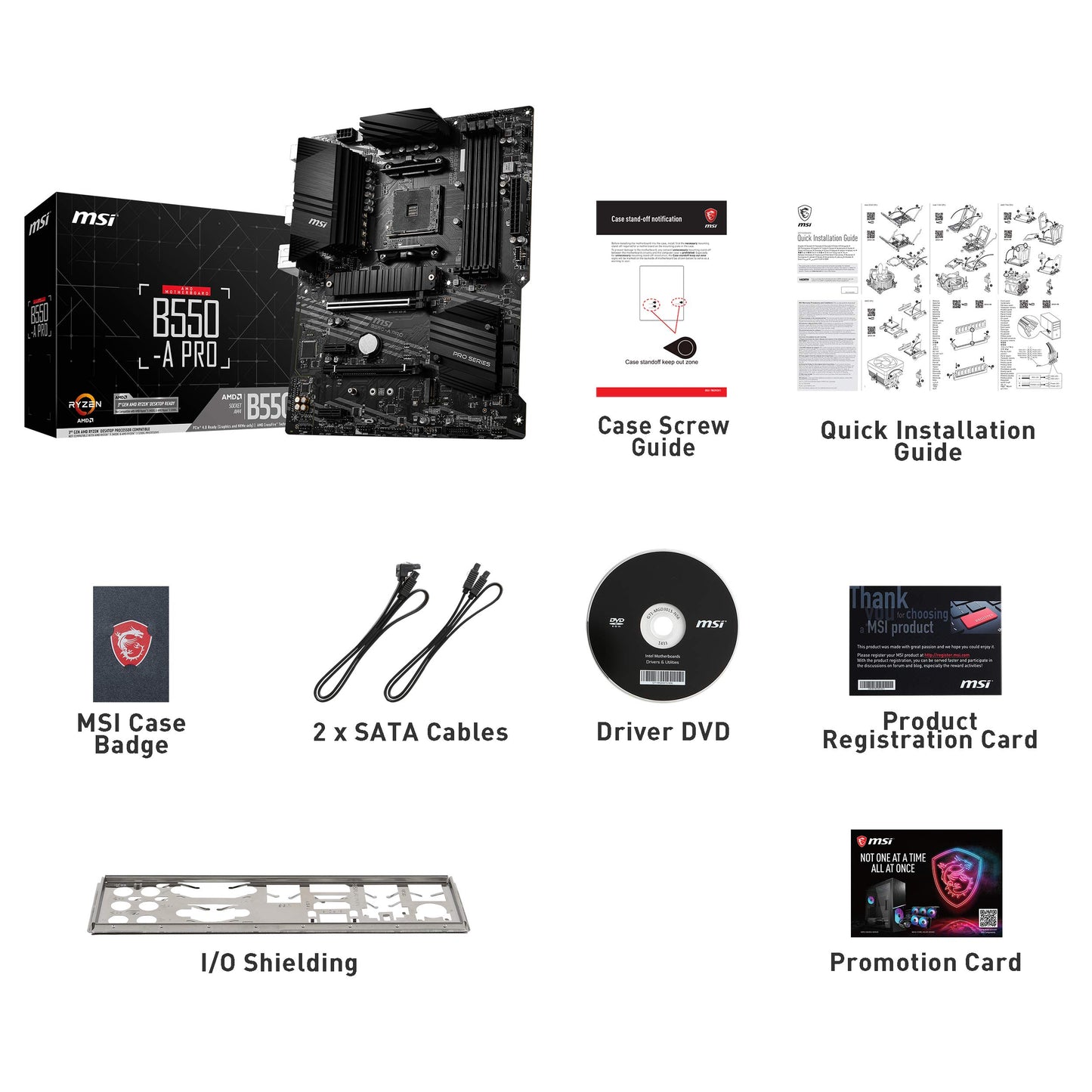 MSI B550-A PRO AM4 ATX AMD Motherboard B550 4400+ MHz OC RAM 128GB Support SATA 6Gb/s 2x M.2 slots Copper PCB - Black (911-7C56-023)