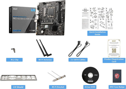 MSI PRO H610M-G WiFi DDR4 ProSeries Motherboard (mATX, 12th/13th Gen Intel Core, LGA 1700 Socket, DDR4, PCIe 4, 2.5G LAN, M.2 Slots, USB 3.2, Wi-Fi 6)