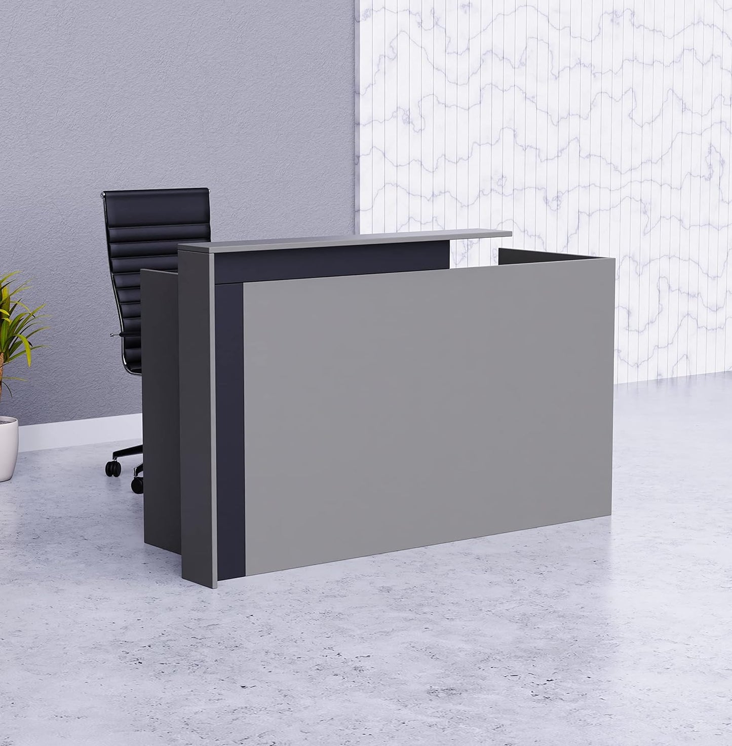 Mahmayi REC-2 Designer Reception Desk For Office Space, Front Office Desk (White-Coco Bolo)