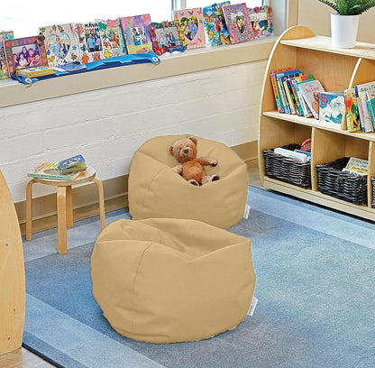 Cotton Home Kids Leather Bean Bag- Dark Beige 50x80x80cm | Indoor Outdoor Furniture | Sofa Zipper Closure Couch PU Leather | Polystyrene Beads Filling Chair | Comfy Washable | Room Organiser for kids