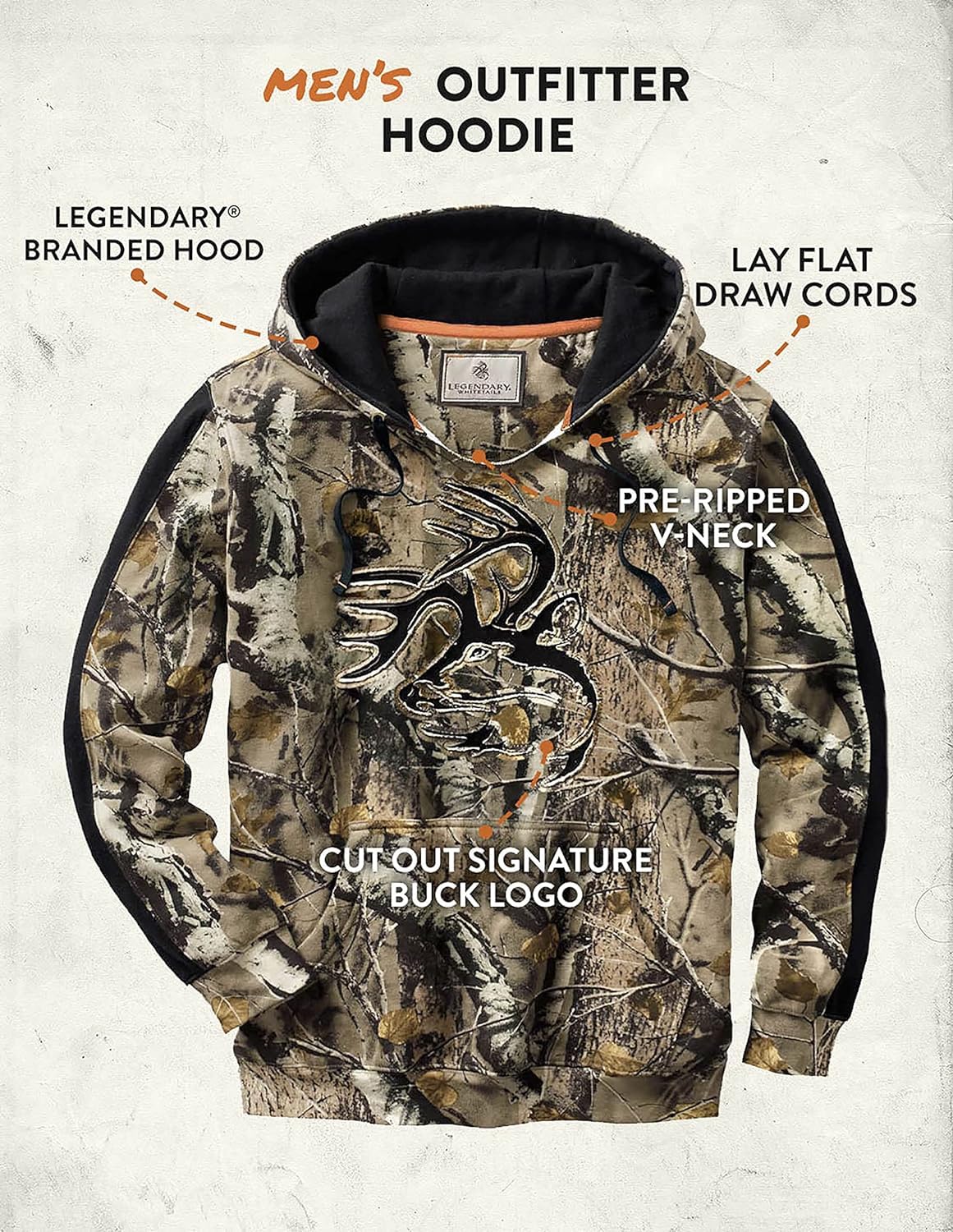 Legendary Whitetails Men's Camo Outfitter Hoodie Hoodie