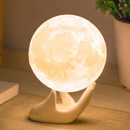 Mydethun Moon Lamp Moon Light Night Light for Kids Gift for Women USB Charging and Touch Control Brightness 3D Printed Warm and Cool White Lunar Lamp (3.5IN)