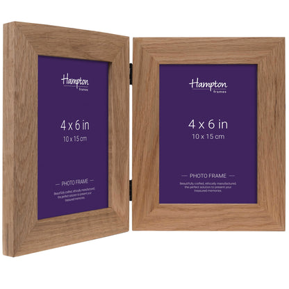 Hampton Frames NEW ENGLAND Solid Oak Wood Photo Frame (Double 5x7 (13x18cm)), natural