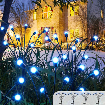 CRILEAL 8LED Solar Powered Firefly Lights,Outdoor Waterproof,Starburst Swaying Solar Lights, Garden Lights for Path Landscape Outdoor Decorative Lights White Warm 4Pack