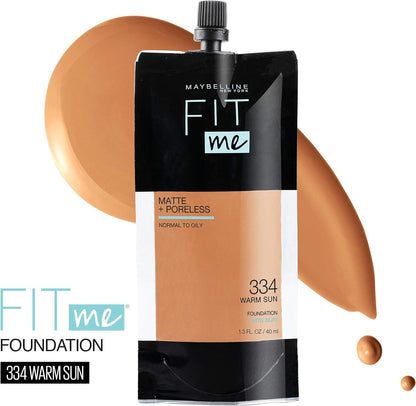 Maybelline Fit Me Matte + Poreless Liquid Oil-Free Foundation Makeup, Soft Tan, 1 Count (Packaging May Vary)