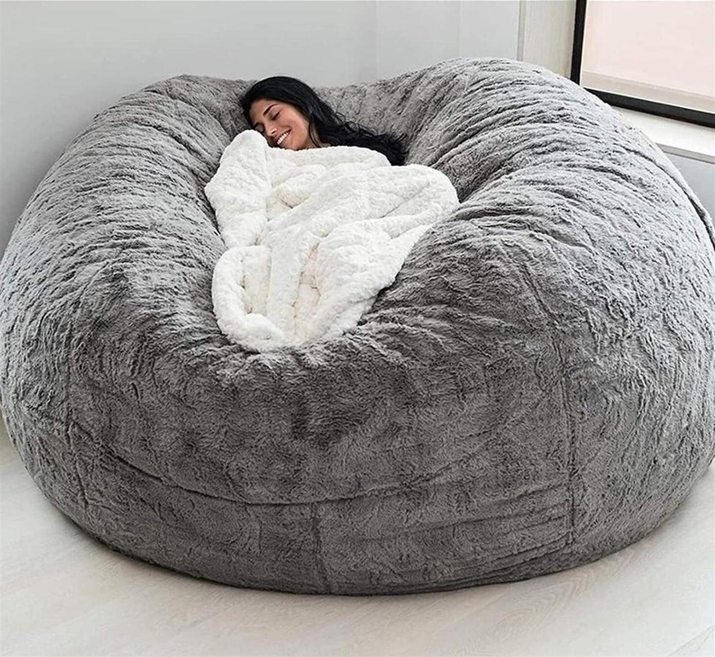 EKWQ Bean Bag,Big Huge Giant Bean Bag Chair for Adults, (No Filler) Bean Bag Chair for Adults Kids Comfy Fluffy Giant Round Beanbag Lazy Sofa Cover- Machine Washable Covers, Double Stitched Seams