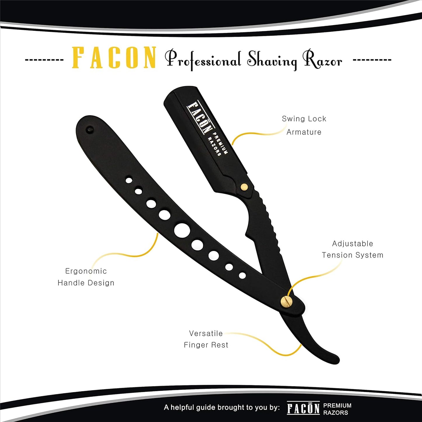 FACON 100 BLADES + Facón Professional Classic Straight Edge Barber Razor - Salon Quality Cut Throat Shavette