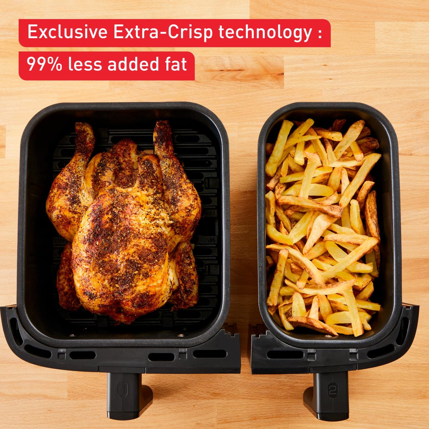 TEFAL Air Fryer | Dual Easy Fry | 8.3 L | Dual Drawers |Complete Family Meal |7 Pre-Set Programs | Dishwasher-Safe Parts | Dedicated App | 2 Years Warranty | EY901840 | Online Exclusive