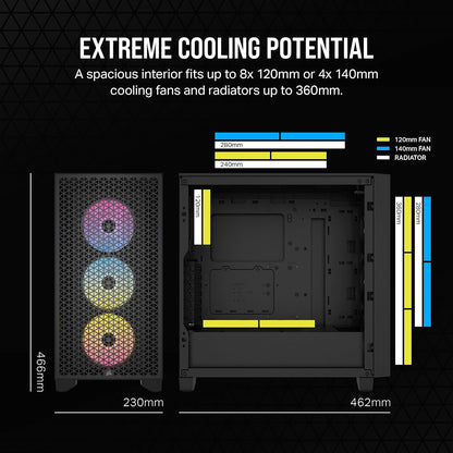 CORSAIR 3000D RGB Tempered Glass Mid-Tower, Black