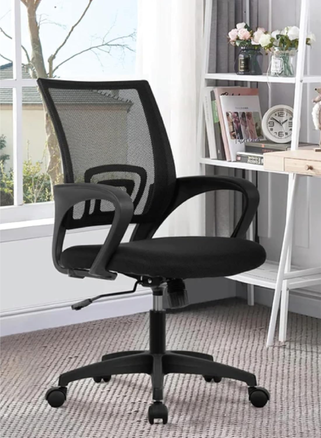 MULTIWOOD FURNITURE Ergonomic Mesh Office Chair - Height Adjustable Swivel Desk Chair with Lumbar Support, Ideal for Home, Study, and Computer Workstation