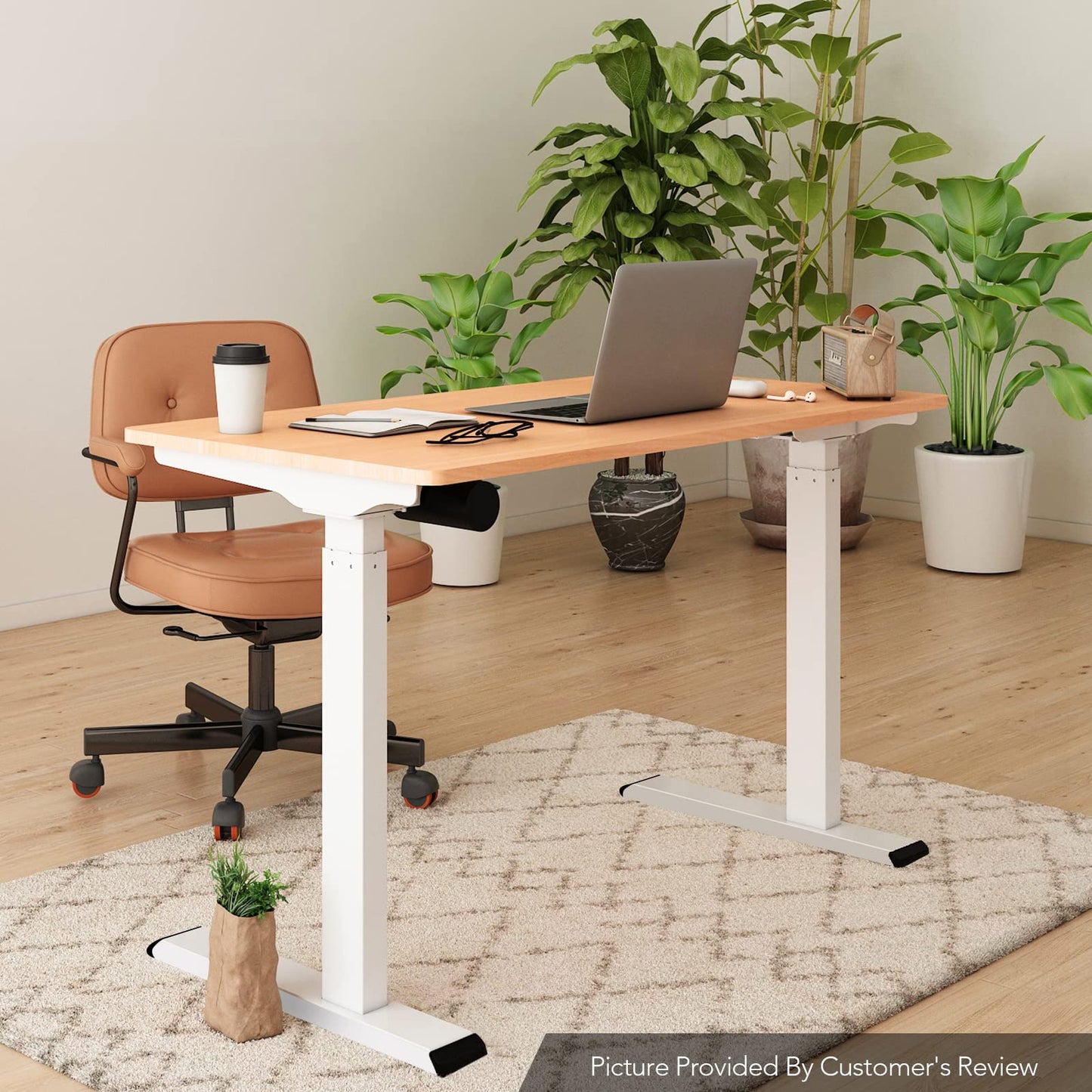 Flexispot EN1 Height Adjustable Standing Desk with Memory Height Adjustable Whole-Piece Desk Top (55x28, Black Frame + White Top)