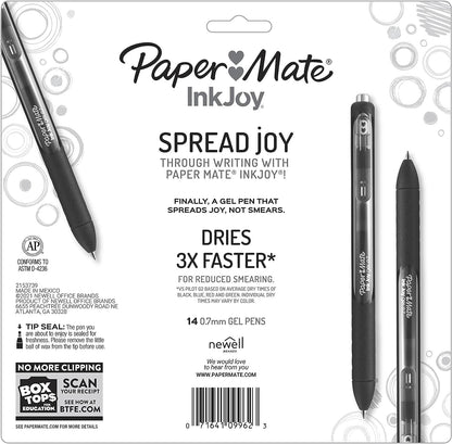 Paper Mate Inkjoy Gel Retractable Pen, 0.7Mm, Ink, Pack Of 14, Assorted (1951636)