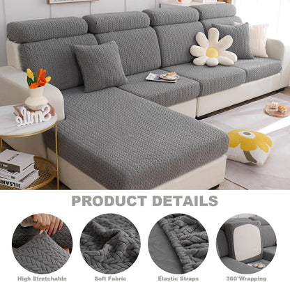 EURHOWING Stretch Chaise Lounge Sofa Slipcover for Sectional Sofa L Shape,Sectional Sofa Cover Soft Slipcover Replacement for L Shaped Sofa with Elastic Edge,Washable,Light Grey,Chaise Cover