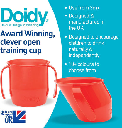 Doidy Cup - Training Sippy Cups for Toddler Cup & Babies - Unique Slanted Design Two Handles Baby Cup - Great Weaning Cup for Milk, Water & Juice - Use from 3-6 Months to Toddler (Purple)