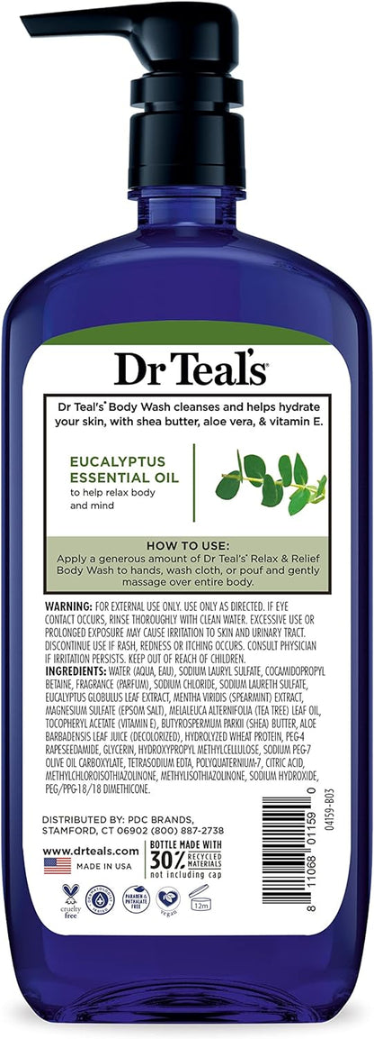 Dr Teal's Epsom Salt Body Wash - EUcalyptUS & Spearmint, 710Ml, 24 Ounce