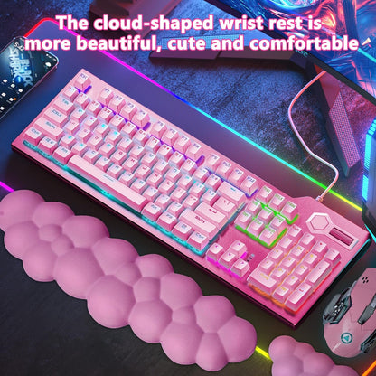 Keyboard Wrist Rest, Memory Foam Wrist Rest for Computer Keyboard, Ergonomic Palm Rest, Wrist Support for Keyboard Cloud Wrist Rest, Mouse Pad Wrist Support - Laptop, and Computer Use (White)