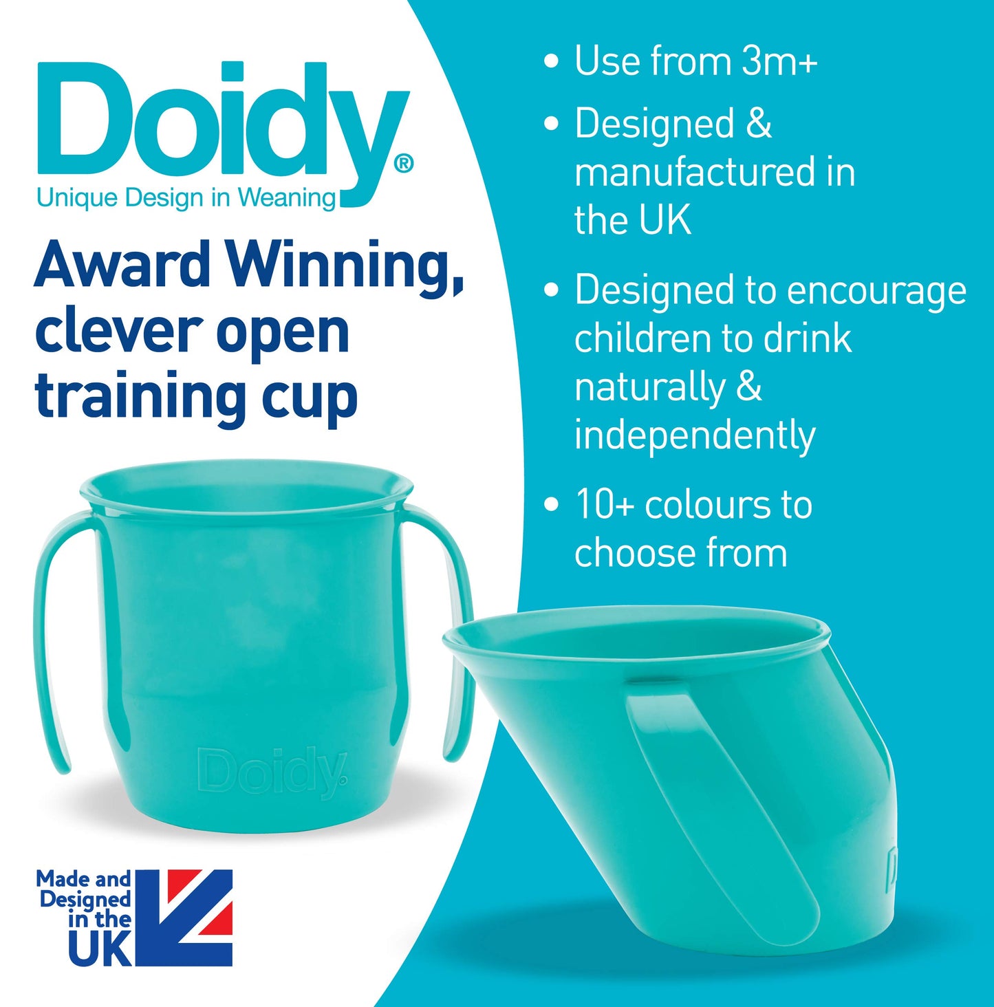 Doidy Cup - Training Sippy Cups for Toddler Cup & Babies - Unique Slanted Design Two Handles Baby Cup - Great Weaning Cup for Milk, Water & Juice - Use from 3-6 Months to Toddler (Purple)