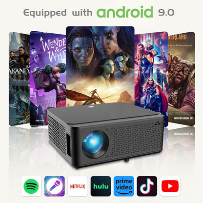 GINCSRI Projector【Android System】with 5G WiFi and Bluetooth 5.3, 4K Supported Native 1080P Full HD Video Projector,600ANSI Movie Projector,Max 300”,HDMI, USB, Zoom, 4D Keystone Correction