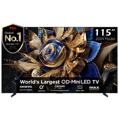 TCL 75 Inch TV, 4K QD-Mini LED, Smart TV, Google TV, Game Master 2.0, Dolby Vision IQ-Atmos HDR 1300 nits peak IMAX Enhanced 144HZ VRR - 75C755