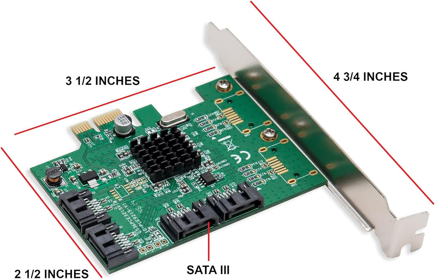 I/O Crest 4 Port SATA III PCI-e 2.0 x1 Controller Card Marvell 9215 Non-Raid with Low Profile Bracket SI-PEX40064