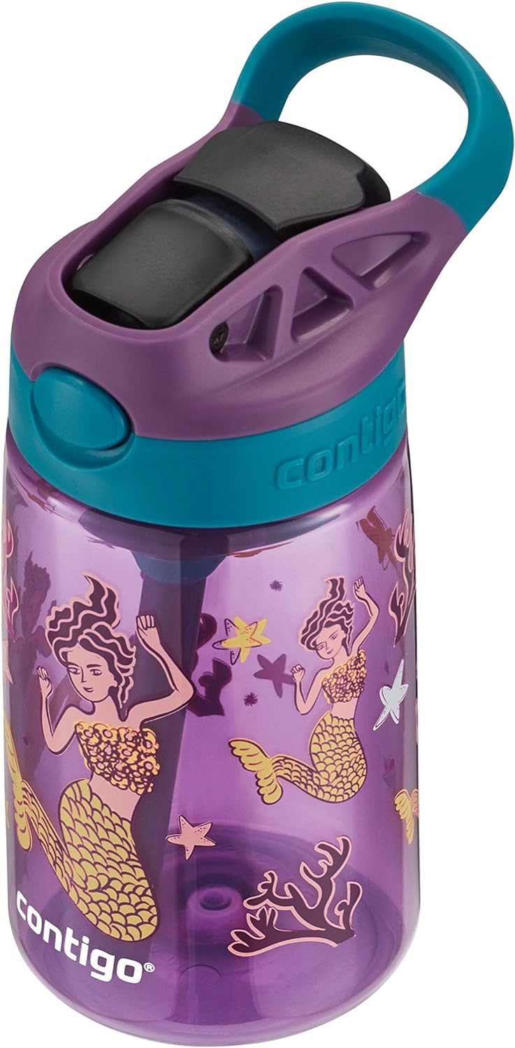 Contigo Paw Patrol Kids Cleanable Water Bottle with Silicone Straw and Spill-Proof Lid, Dishwasher Safe, 14oz 2-Pack