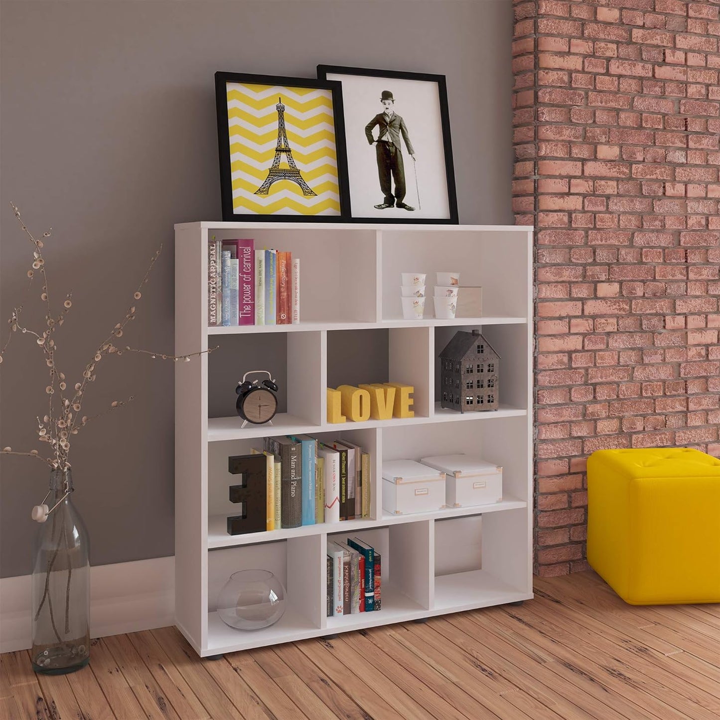 Artely MDF/MDP Book Shelf, Bookcase, Cabinet, Bookrack, Many Shelves, Ideal for Living Room, Bedroom, Office, Book Room, Rustic Brown, W 91 cm x D 25 cm x H 109 cm, DIY Assembly, 7899307514197