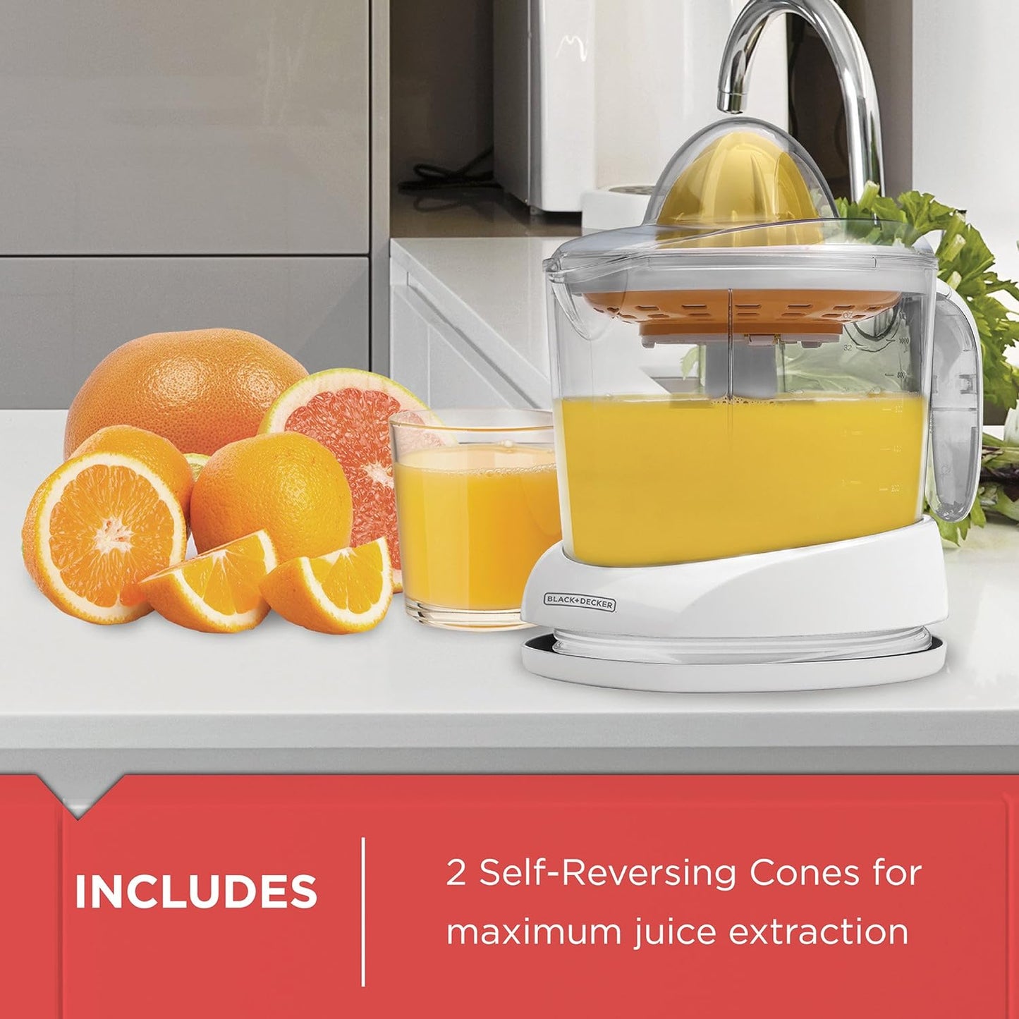 BLACK+DECKER 34oz Citrus Juicer, White, CJ625