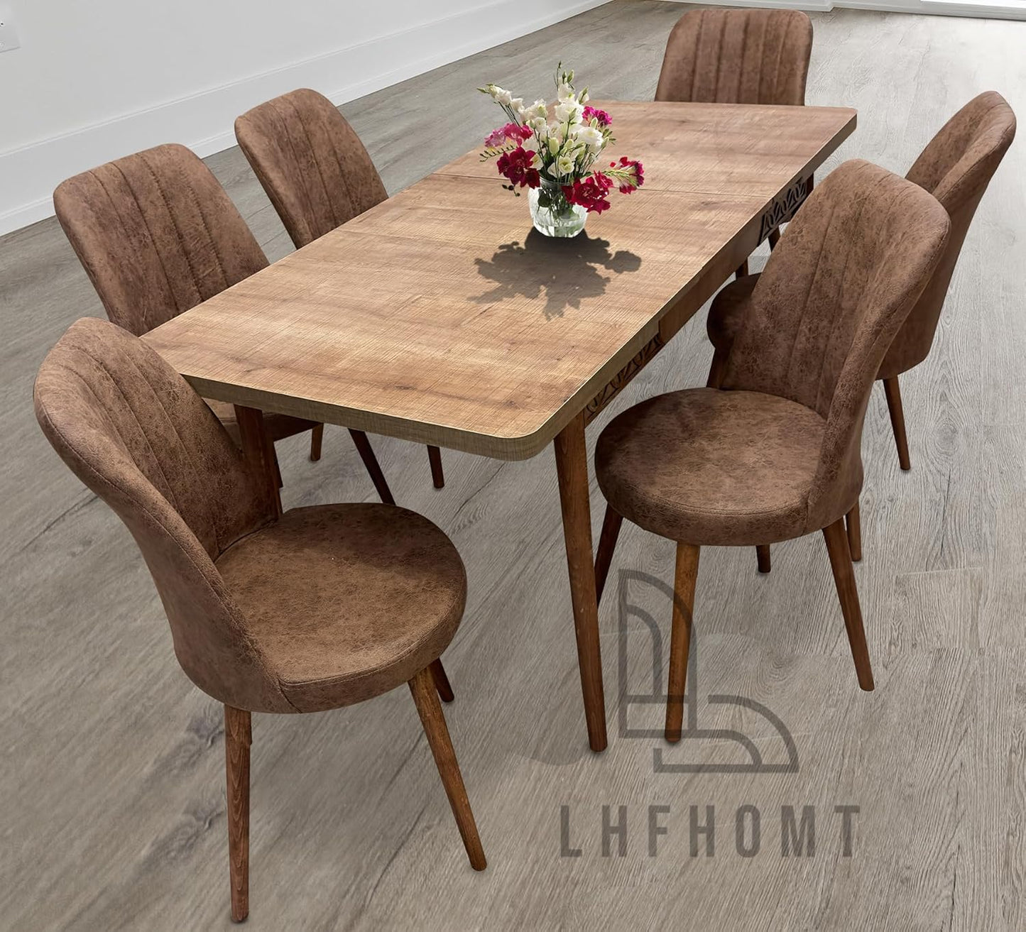 Generic 7-Pieces Dining Sets, 1 Piece Rectangular Table With (Free Installation), 1+6 Seater Chairs Modern Design Furniture for Home, Dining Room, (Brown, L170,w80,h70,cm), 133232