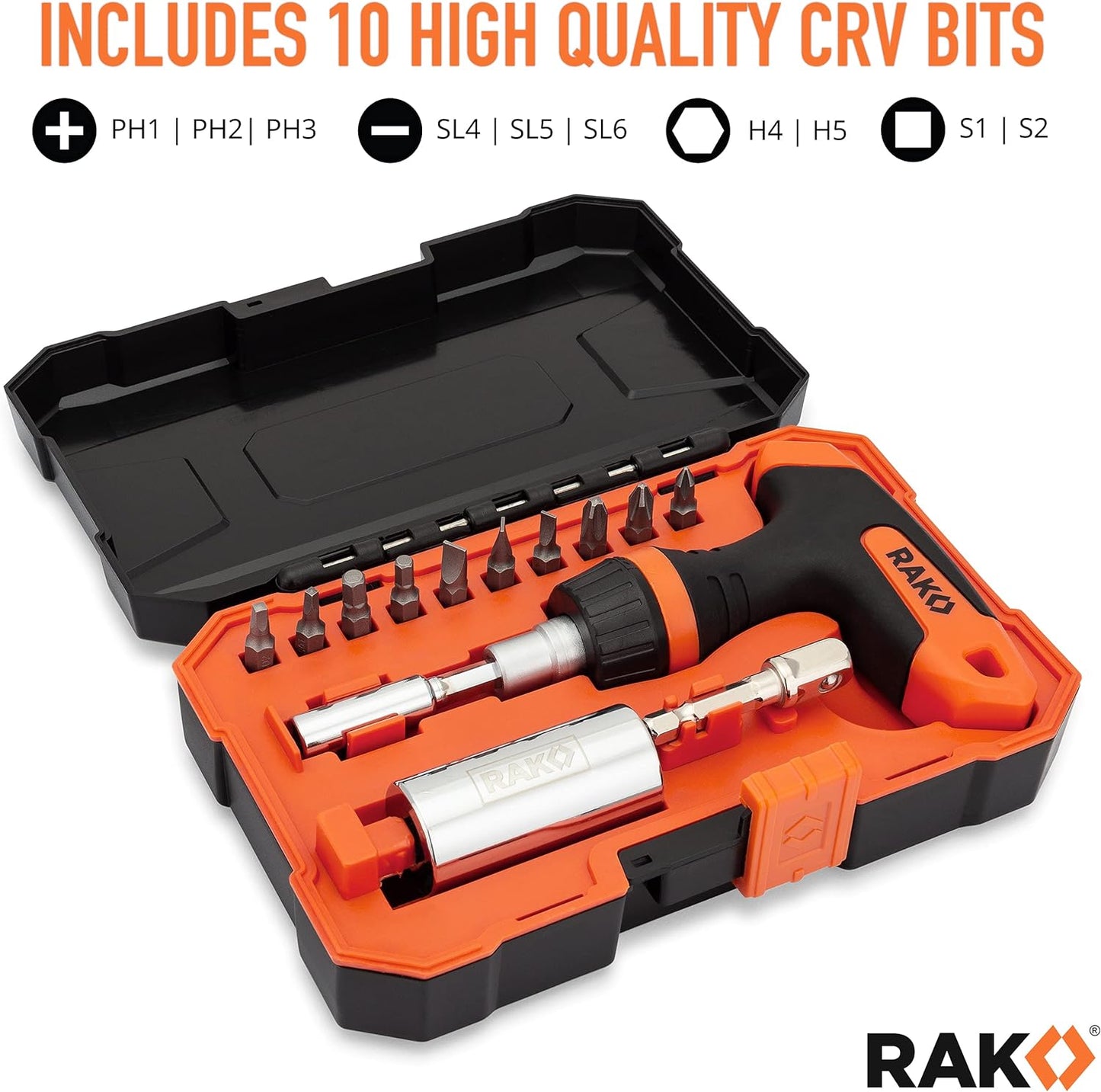 RAK Universal Socket Grip (7-19mm) Multi-Function Ratchet Wrench Power Drill Adapter 2Pc Set - Tool for Men, DIY Handyman, Father/Dad, Husband, Boyfriend, Him, Women