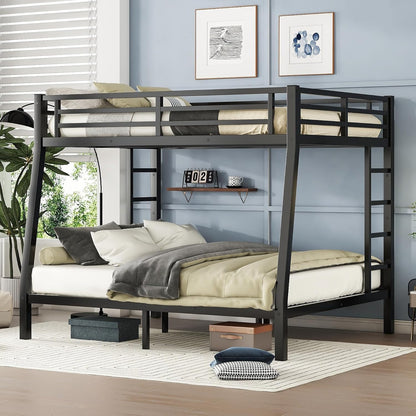 Bellemave Bunk Bed Full Over Queen, Heavy Duty Metal Bunk Bed Frame, Queen bunk Bed for Adults, Adult bunk beds Heavy Duty, Full XL Bunk Bed, Black