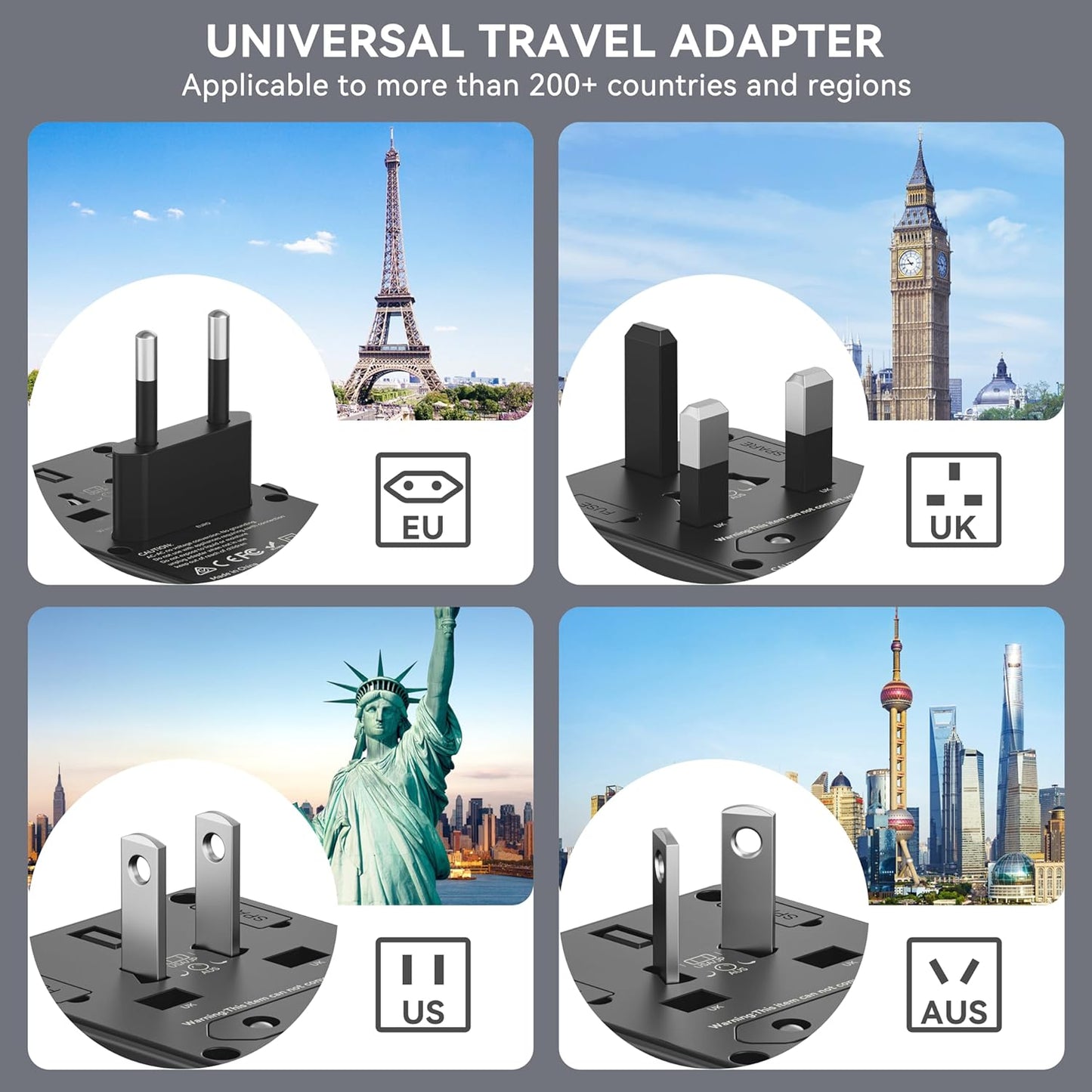 HEYMIX 35W Universal Travel Adapter, Travel Adapter, International Travel Power Adapter USB-C, iPhone Fast Charging Travel Plug Adapter with 2M/6FT USBC to Lightning Cable for EU/USA/UK/Asia/Bali