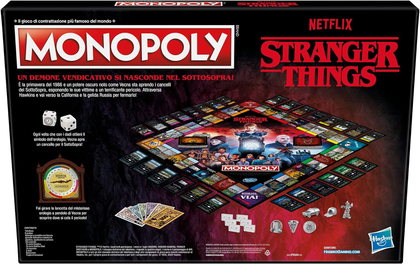 Hasbro Gaming Monopoly Stranger Things Board Game For Adults And Teenagers 14 Years Older, Multicoloured, 41 x 400 x 267 mm (Italian Language)