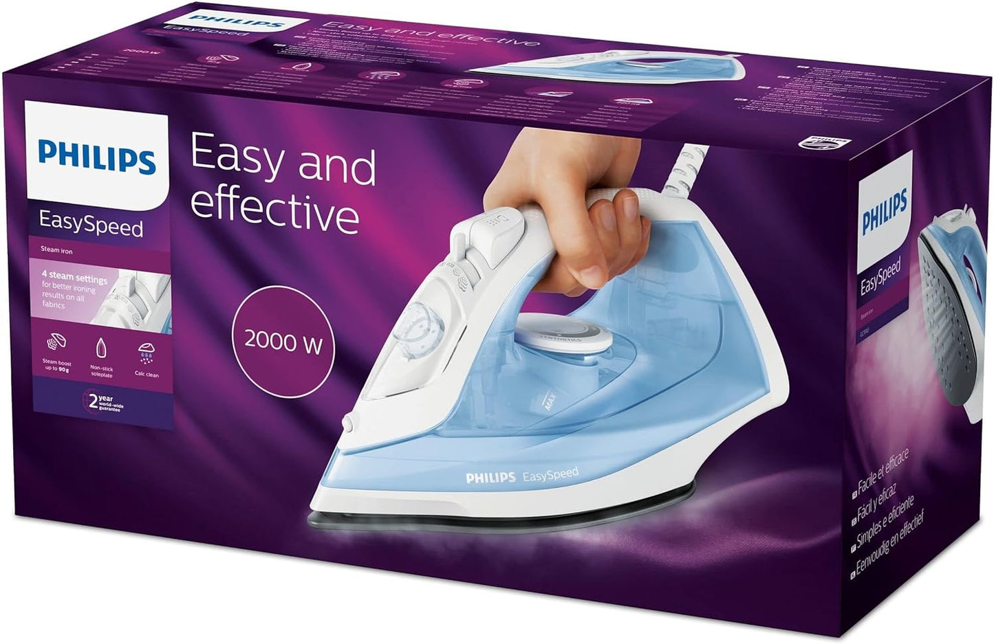 Philips EasySpeed Steam iron GC1740/26,Steam boost up to 90 g, Non-stick soleplate, UAE Version