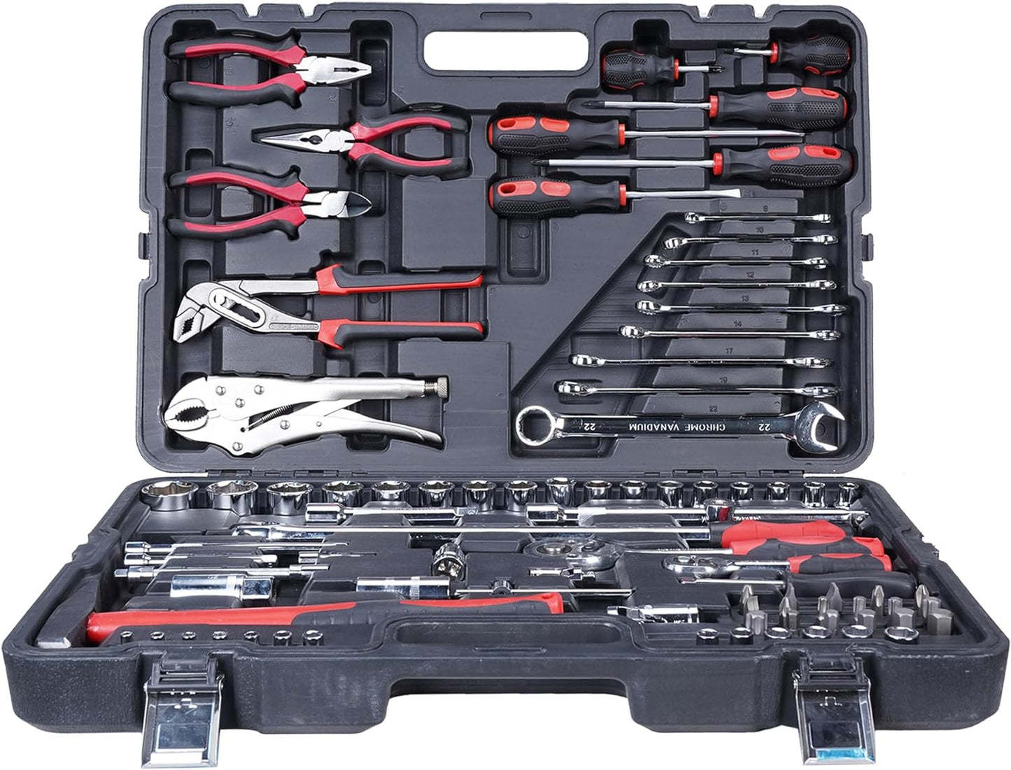 Royal Power Professional Comprehensive Repair Mixed Tool Sets. Combination Wrench, Pliers, Claw Hammer, Adjustable wrench, Screwdrivers (86pc)