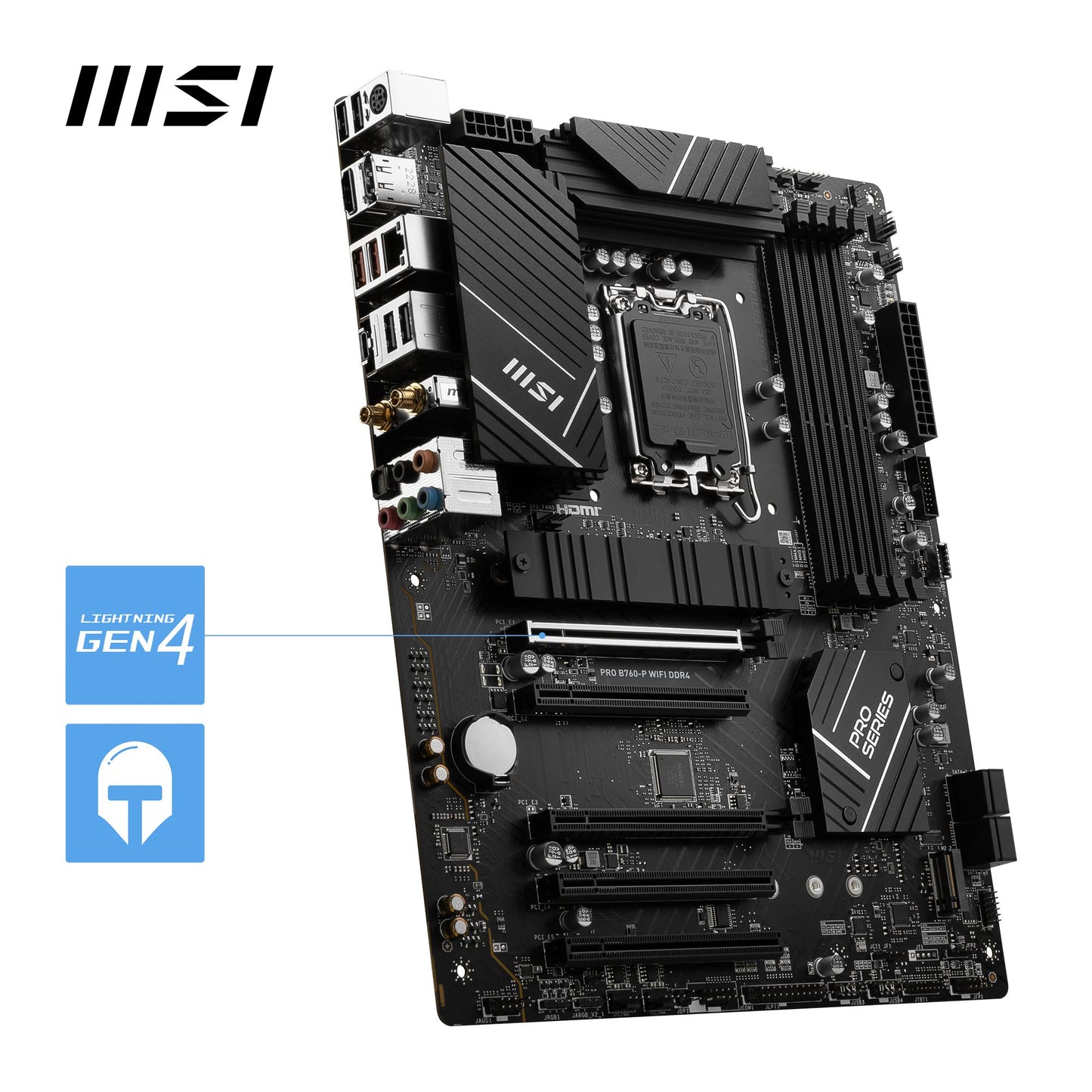 MSI PRO B760-P WIFI DDR4 Motherboard, ATX - Supports Intel 12th & 13th Gen Core Processors, LGA 1700 - DDR4 Memory Boost 5333+MHz/OC, PCIe 4.0 x16 Slots, M.2 Gen4 Slots, 2.5G LAN, Wi-Fi 6E