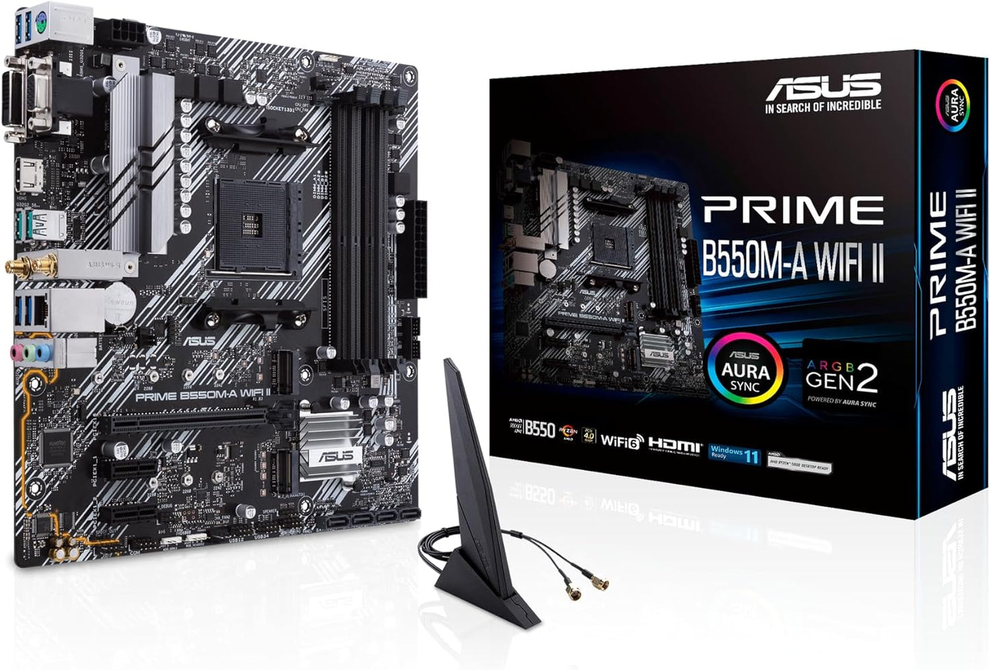 ASUS PRIME B550M-K (AMD B550) (Ryzen AM4) micro ATX motherboard with dual M.2, PCIe 4.0, 1 Gb Ethernet, HDMI/D-Sub/DVI, SATA 6 Gbps, USB 3.2 Gen 2 Type-A