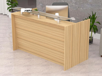 Mahmayi REC-2 Designer Reception Desk For Office Space, Front Office Desk (White-Coco Bolo)