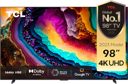 TCL 98 Inch TV, 4K UHD Google TV, Smart TV with HDR 10+ Dolby Vision IQ 120Hz MEMC 144Hz VRR HDMI 2.1 - Game Master 2.0, Android TV Ui & TCL TV+3.X Ui, Dolby Vision IQ-Atmos, HDR 10+, 98P745