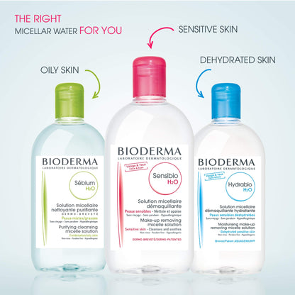 Bioderma Sensibio H2O Soothing Micellar Cleansing Water and Makeup Removing Solution for Sensitive Skin - Face and Eyes - 3.33 Fl Oz (Pack of 3)