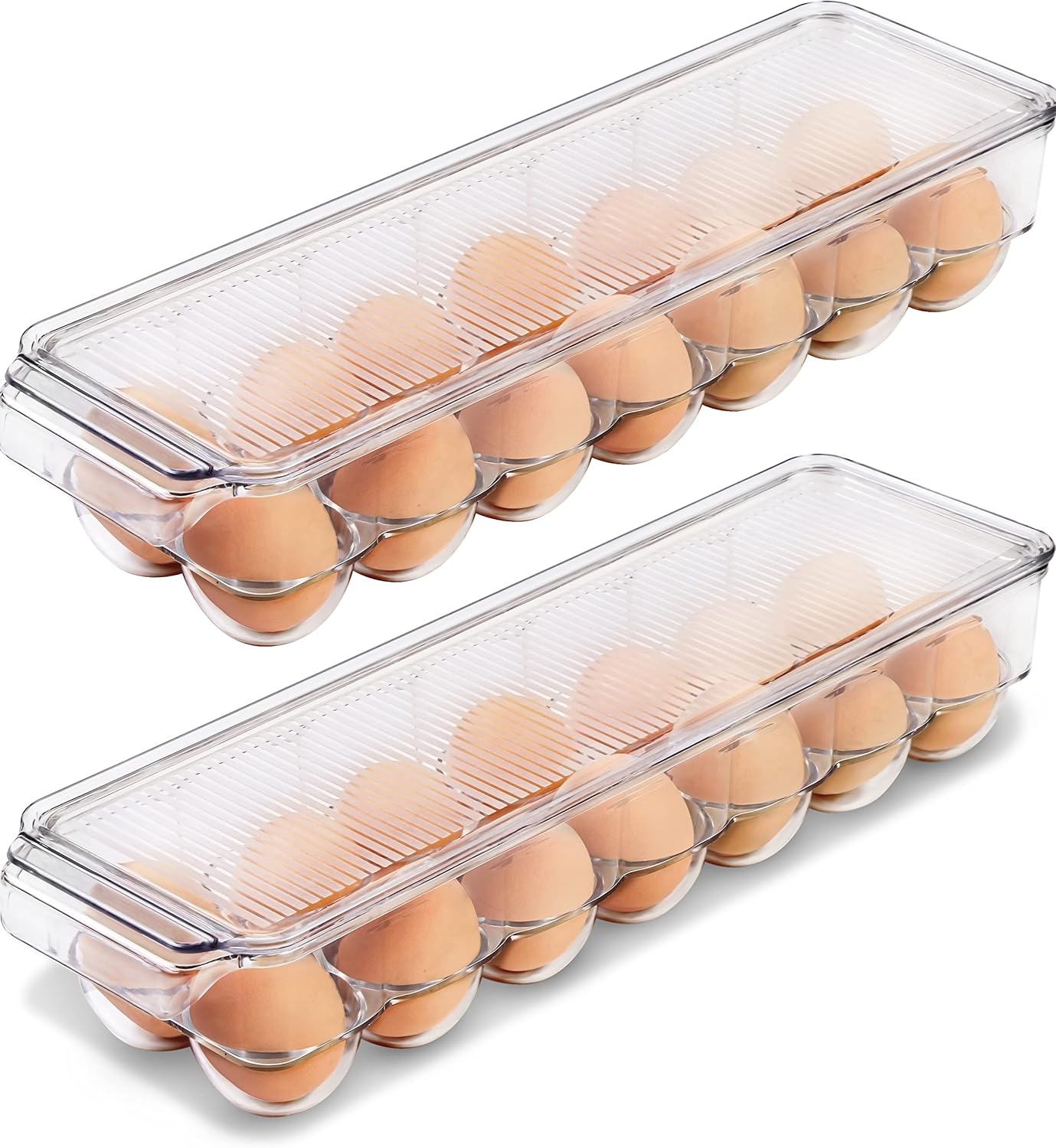 Utopia Home Egg Container For Refrigerator - 14 Egg Container With Lid & Handle, Egg Holder For Refrigerator, Egg Storage & Egg Tray (Pack of 1)