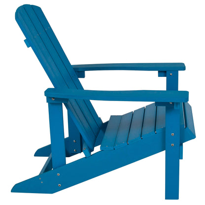 Flash Furniture Charlestown Commercial Grade Indoor/Outdoor Adirondack Chair, Weather Resistant Durable Poly Resin Deck and Patio Seating, Blue