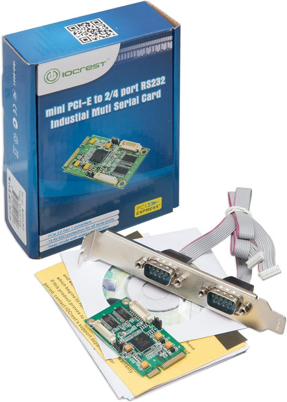 I/O Crest 2 Port Serial COM DB9 RS-232 and 1 Port DB25 Printer Lpt1 Port PCI-E 1.0 X1 Card WCH382 Chipset