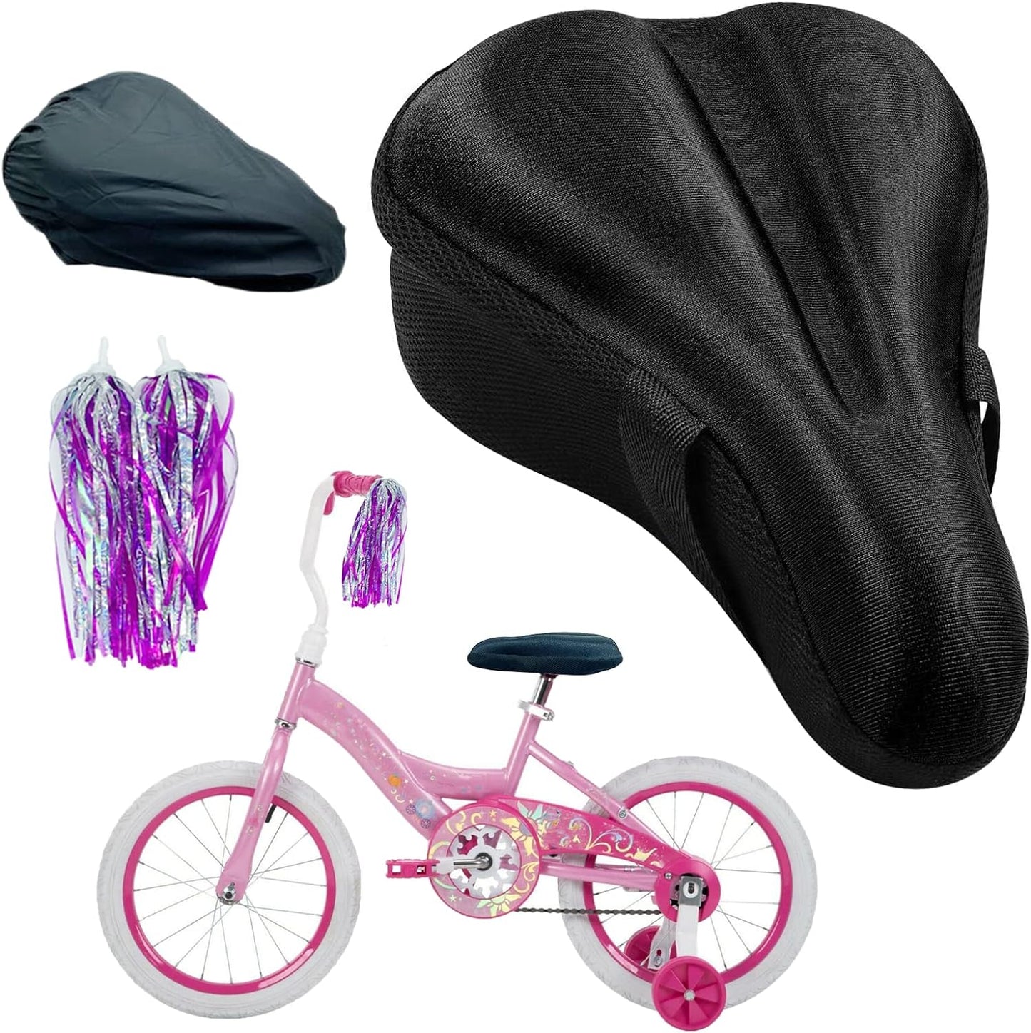 TOMDLING Kids Gel Bike Seat Cushion Cover, Breathable Memory Foam Child Bike Seat Cover, Seat Cushion for Children's Bicycle, with Water and Dust Resistant Cover, 9"x6"