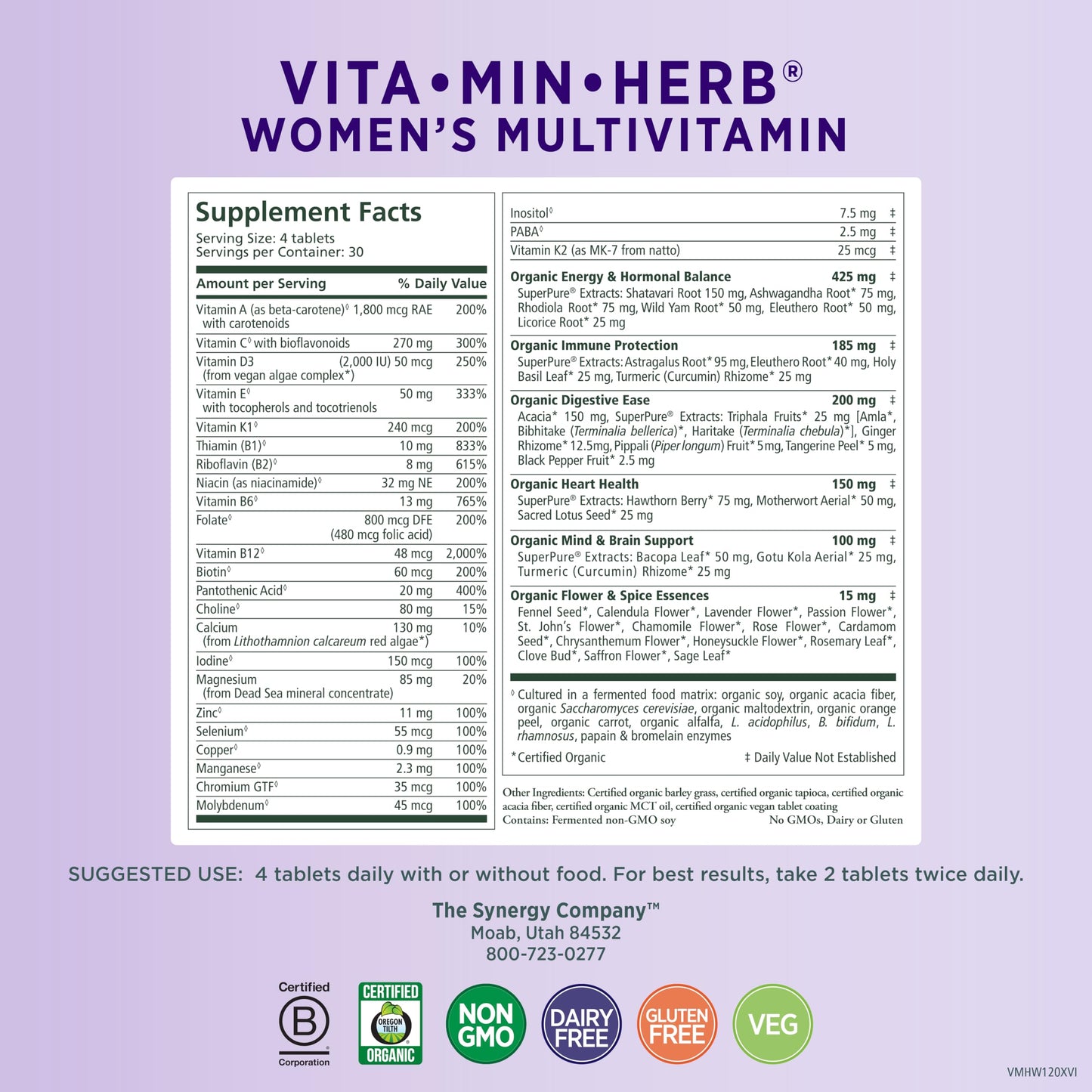 The Synergy Company - Vita-Min Herb Multi For Women 120 Tablets 169234