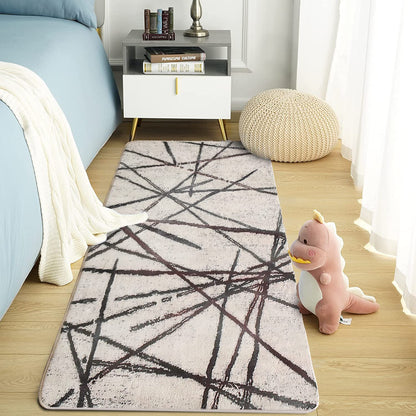 Leesentec Area Rugs Soft Modern Rug Carpet Geometric Stripe Rug Non Slip Cashmere Rug for Bedroom Living Room Floor Mat (Beige, 120 x 160 cm)