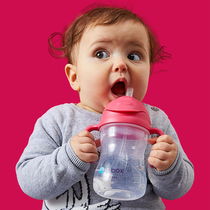 b.box Sippy Cup with Fliptop Weighted Straw, Drink from Any Angle | Spill Proof, Leak Proof & Easy Grip | BPA Free & Dishwasher Safe | Babies & Toddlers (Cherry Blossom 240ml)