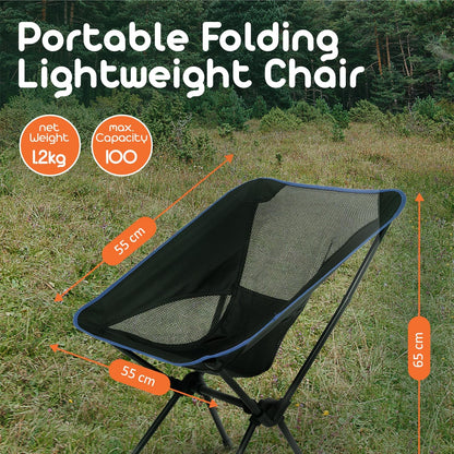 woodandgas outdoors Wood & Gas Branded Portable Folding Lightweight Chair – 55 x 55 x 65 cm, Steel Frame with Oxford Mesh, Supports Up to 100 kg, Weighs 1.2 kg