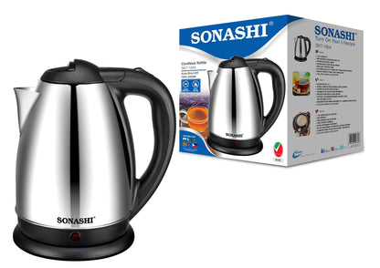 Sonashi 1.8 L Cordless Kettle SKT-1804 - Stainless Steel Kettle w/Spray Coating, 360-degree Swivel Base, Auto Shutdown, Power On/Off Indicator Light | Home Appliances